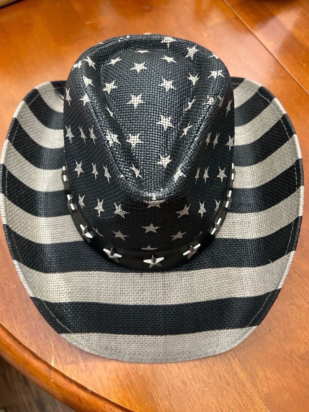 The Lucky 7 Black and Gray Stars Stripes Patriotic Cowboy Western Hat